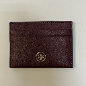 Tory Burch Robinson Card Case, Red/Maroon